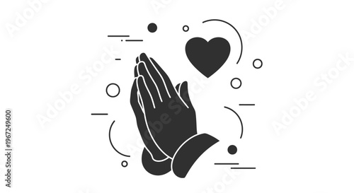 Praying Hands with Heart Symbol.