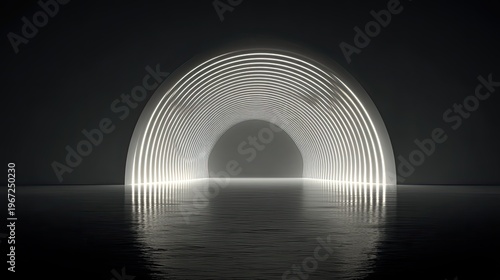 glowing tunnel arch over water