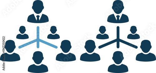 Business team hierarchy organization chart with leaders and members