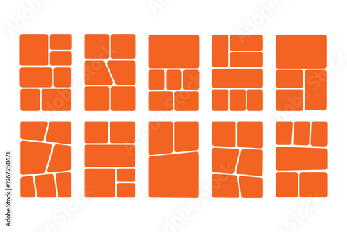 Comic book templates set on white background. Japanese manga design frames and layout. Storyboard cartoon page. Mockup for collage. Vector anime rectangle border