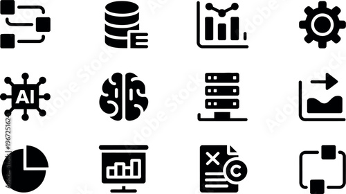 Modern technology icons set with transparent background for digital design projects