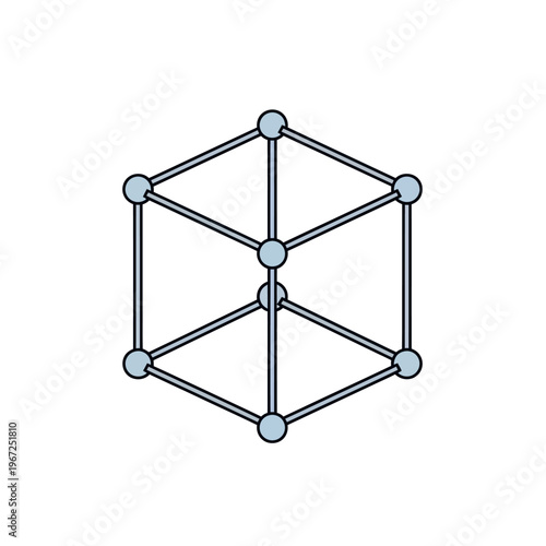 Abstract Geometric Cube Structure with Connected Nodes and Edges.