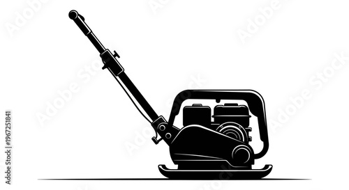 Industrial Plate Compactor Machine for Soil and Asphalt Construction Vector Illustration