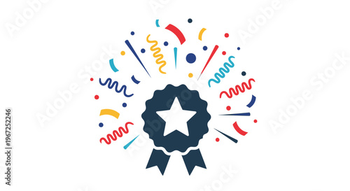 Colorful Celebration Emblem With Star.