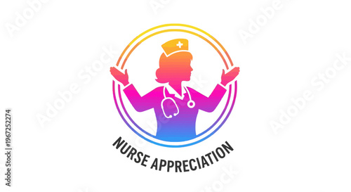 Nurse Appreciation Colorful Icon Illustration.