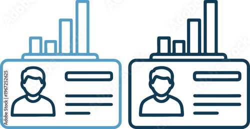 Two user id cards with bar graphs