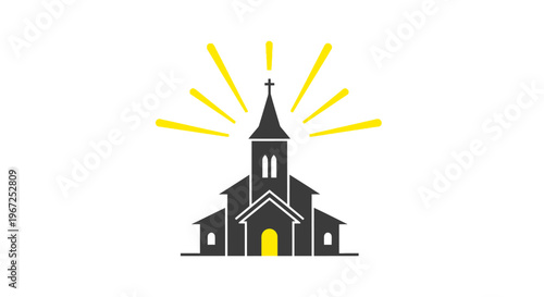 Simple illustration of a church building.