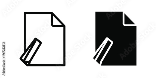 Comparison of a regular and filled document icon with a paperclip attachment
