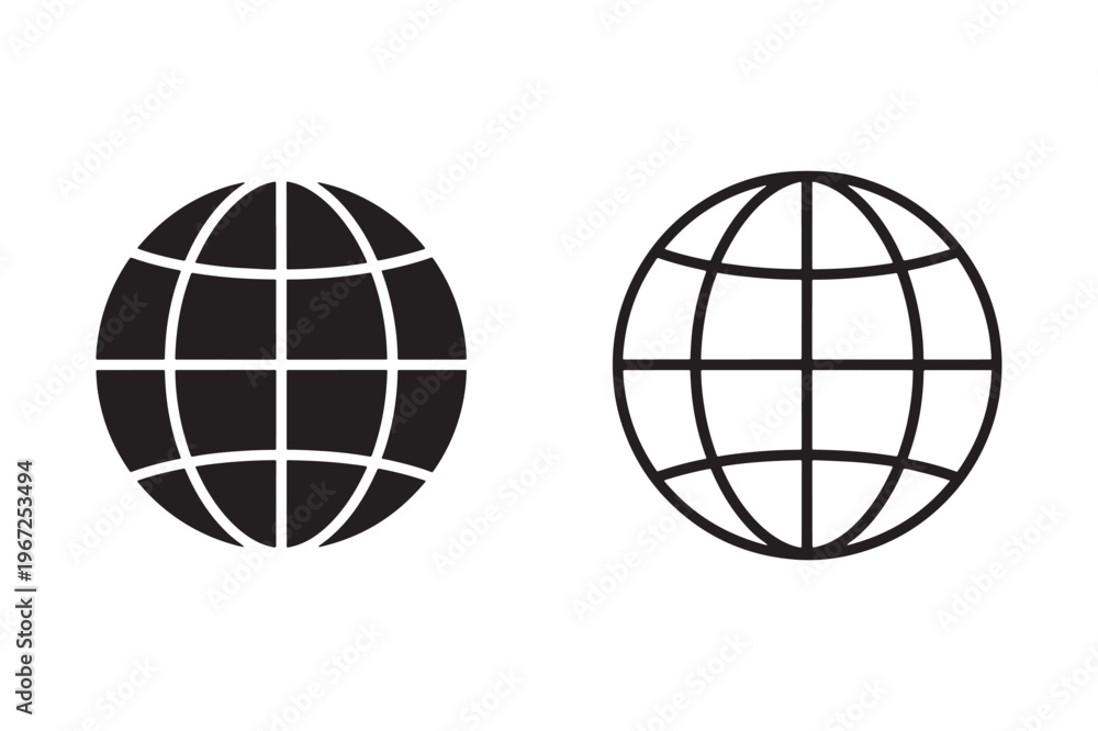 Obraz premium Internet Globe Line And Solid Icon Set