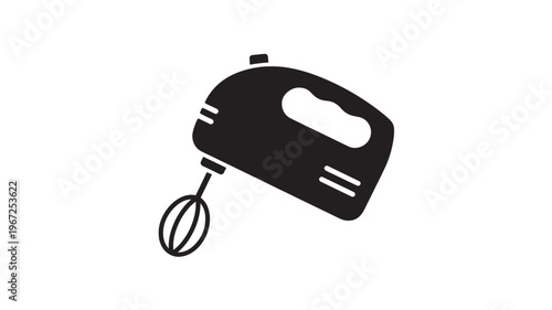 Hand mixer silhouette with whisk attachment for baking and kitchen preparation, isolated on white background.