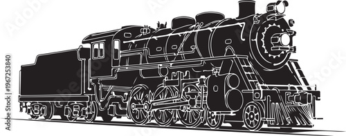 Black steam locomotive on train tracks steam engine