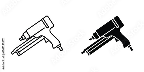 Comparison of two types of spray paint guns with different handle designs