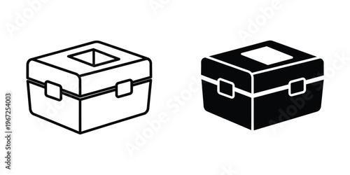 Two contrasting suitcases depicted in simple line art styles with different color schemes