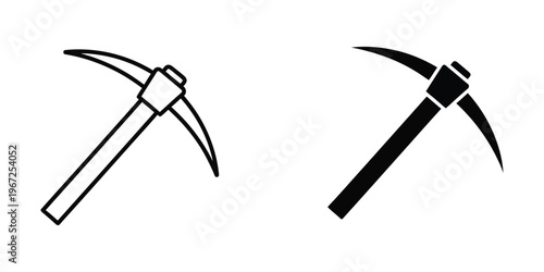 Two different styles of mining picks displayed side by side in black and white