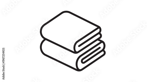 Towels icon with simple line art representing stacked folded fabric for laundry and home use featuring domestic, clean, textile with hygiene and