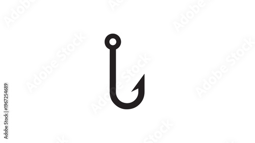 Hook fishing silhouette with an eyelet for attachment, representing the sport and hobby of catching fish.