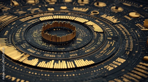 gold circuit board with black background