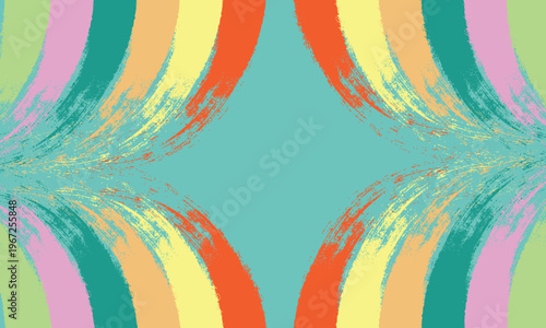 Abstract pastel rainbow brush strokes background with curved stripes