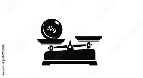 Black scale displaying a three kilogram weight stark silhouette