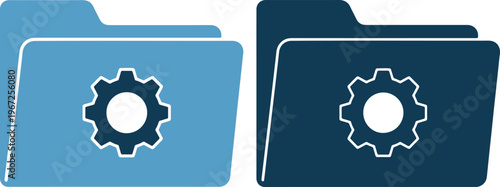 Blue folders with gear icons on for organization and settings