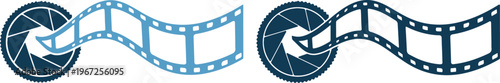 Film strip icons in blue colors