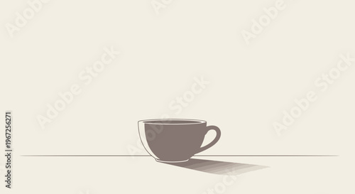 Simple gray coffee cup on gray surface suitable for coffee shop promotions, social media posts, blog headers, and design backgrounds.