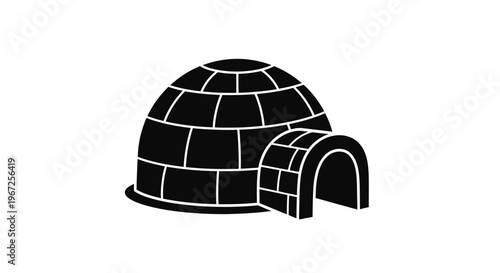 Black igloo illustration against a white background a striking silhouette