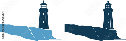 Two lighthouses on cliffs