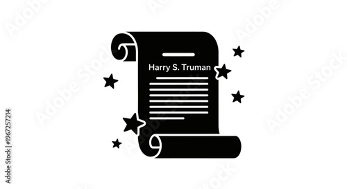 Black and white Harry S. Truman scroll.