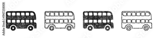 Sketch double decker bus icon design set