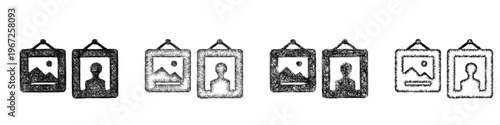 Sketch art gallery icon design set