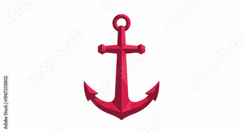 Vibrant red anchor symbol on a clean white background, representing nautical themes, maritime safety, stability, and ocean travel. A simple graphic for design projects, web elements, or themed