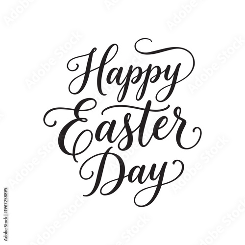 Happy Easter Day hand drawn lettering calligraphy vector illustration