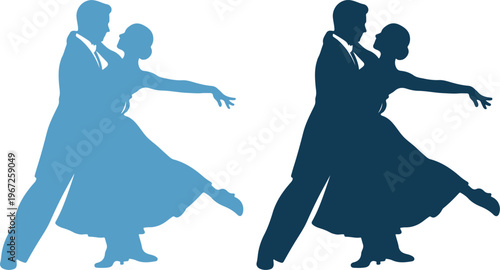 Silhouettes of a couple dancing in ballroom style