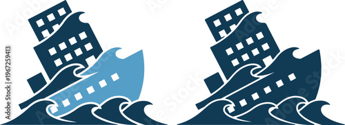 Two ships sailing through rough ocean waves