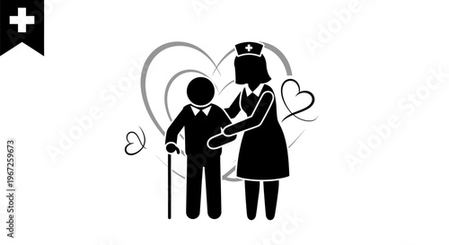 Nurse Helping Old Man Patient.