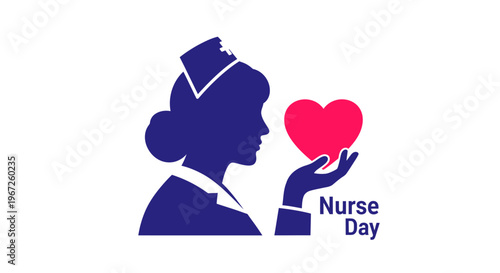 Nurse Holding Red Heart Symbol.