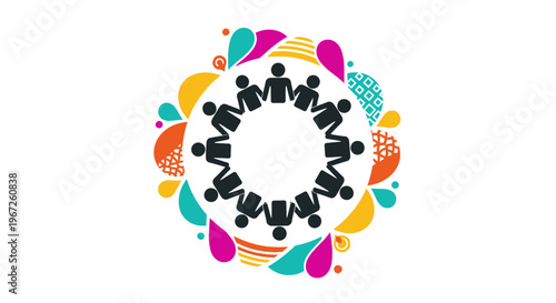 Diverse group of people joining hands.