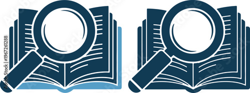 Two magnifying glasses on open books for research and study purposes