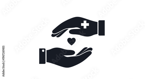 Medical Hands Holding Heart Symbol.