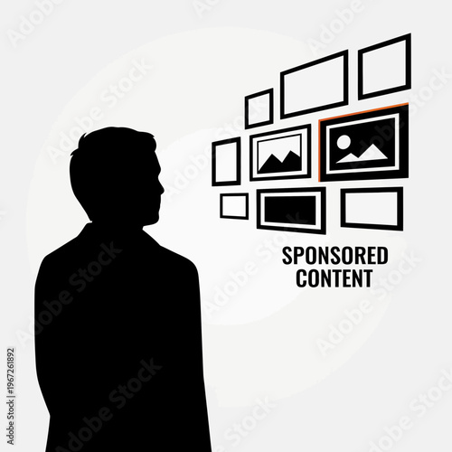 Silhouette of a person looking at sponsored content.