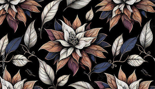 vibrant leafy bloom vector pattern background