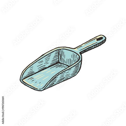 Hand Scoop Shovel for Animal Feed in Farm Illustration