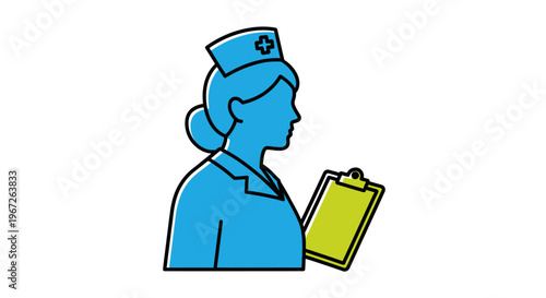 Female Nurse Wearing Uniform Cap.