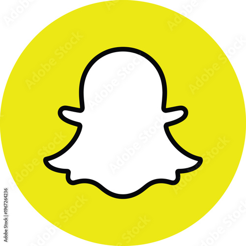 fill snapchat icon, popular social media application logo isolated on transparent background, editorial symbol for mobile app communication marketing branding and advertising vector illustration.