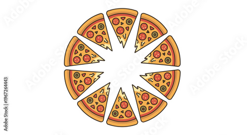 A delicious illustration of sliced pizza.