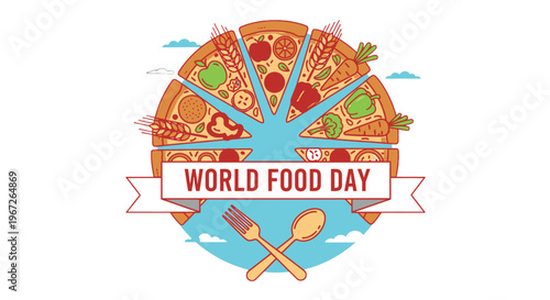 World Food Day celebration logo with pizza.