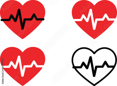 Heart rate icons with different colors and styles