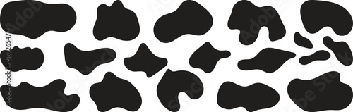 Liquid organic blob, Organic shape round form set. Liquid organic blob curve background abstract shape frame. black and white animal spots, vector illustration