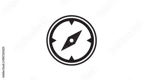 Compass simple flat icon with black needle and directional arrows on a white background for navigation and exploration